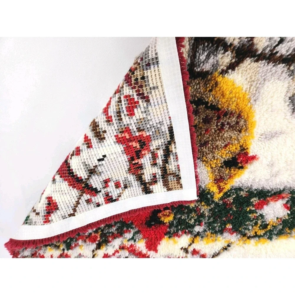 Vintage Cardinal Pair Finished Latch Hook Rug Kit Wall Hanging Birds Trees 37x27